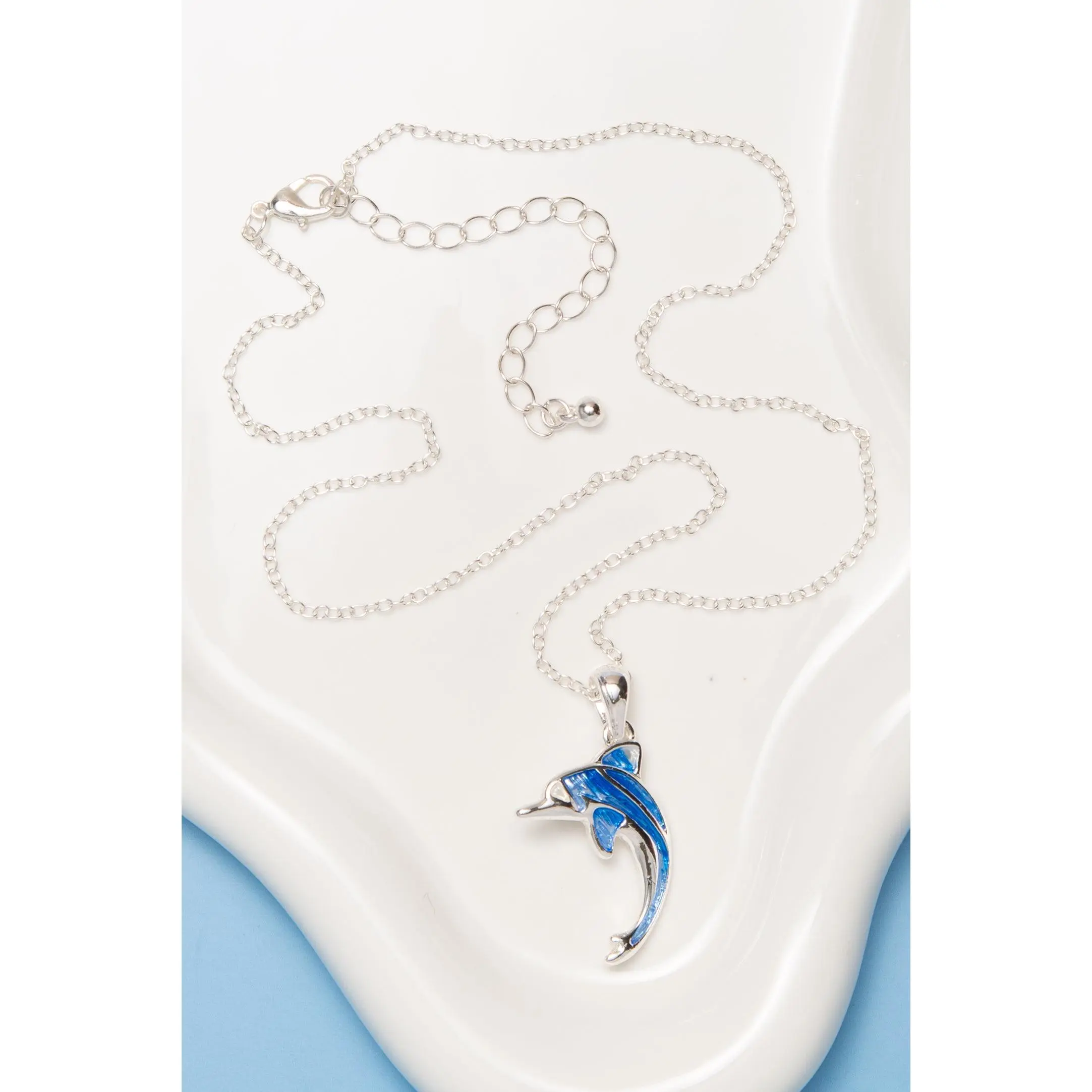 Taylor Blue Epoxy Dolphin Pendant Necklace