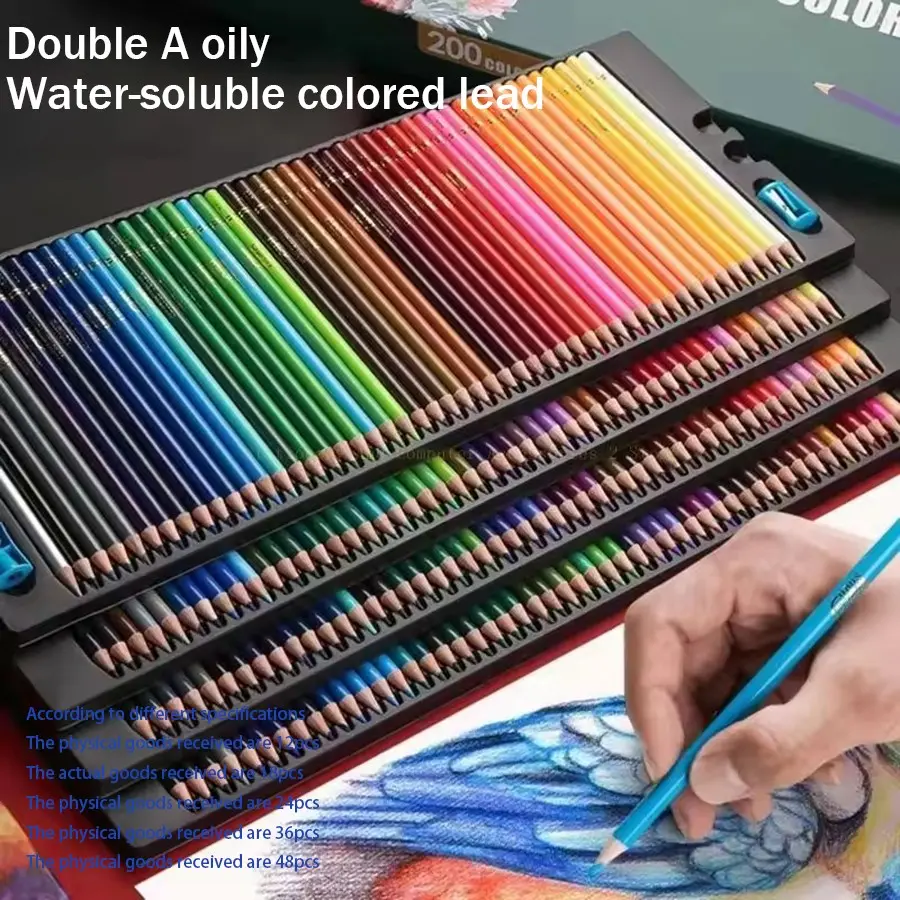 Noyao Colored Pencils Oil-Based 8/48 Colors Drawing Set, Professional Water-Soluble Art Brushes, Wooden Storage Bag, Kids Painting Pens, Art Kits, Artistic Colored Pencils, Art Drawing Supplies