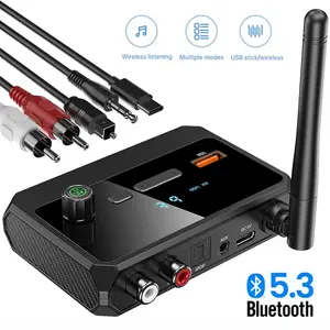 Bluetooth 5.3 Home Stereo Audio Receiver AUX USB Optical HD Music to RCA Adapter Universal Compatibility for Wired Systems