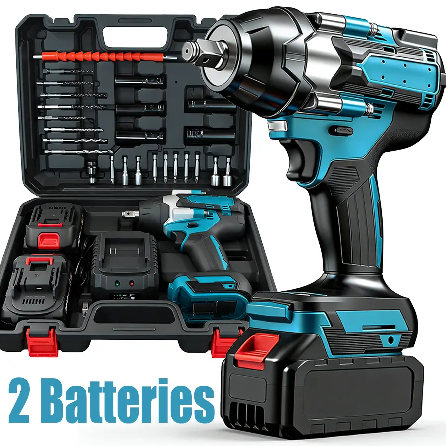 700Nm 3 in 1 Brushless Impact Wrench 1/2" Cordless , 2×3.0Ah Batteries, 5 Sockets Car DIY Furniture Lawn Mower