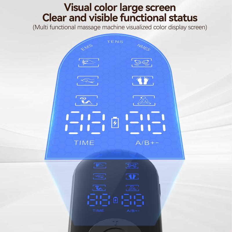 Rechargeable TENS Unit Muscle Stimulator, Massage Machine with 18 Modes 8pcs Premium Pads for Back and Shoulder Pain Relief and Muscle Strength