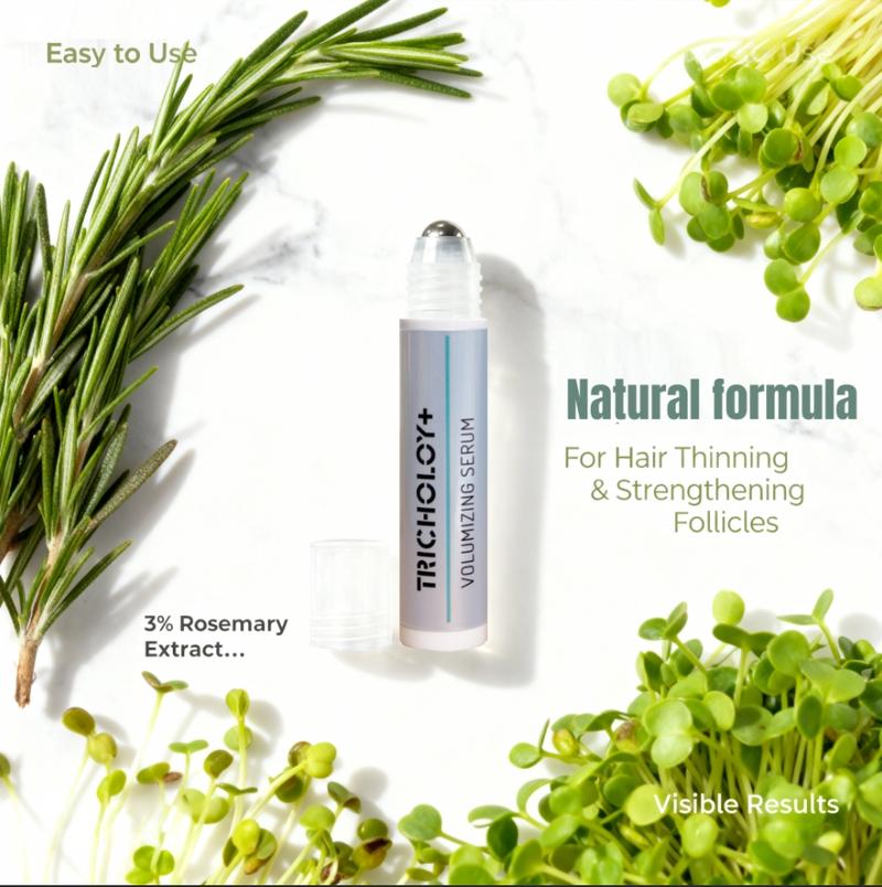 [Crazy Viral] Tricholoy Hair Growth Roll-On Serum 2-Pack for Men & Women | 3% Rosemary, Pea Sprout, Moringa | Precision Scalp Applicator | Paraben/Sulphate-Free | Non-Oily | DHT Blocking