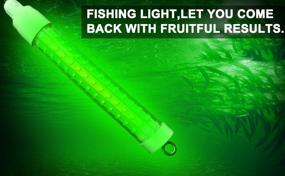Fishing Light Underwater Night Fishing Lure Finder Light Green Submersible Fishing Lights with 5M Power Cord for Pool Boat Sea Ice Fishing Attractants More Fish