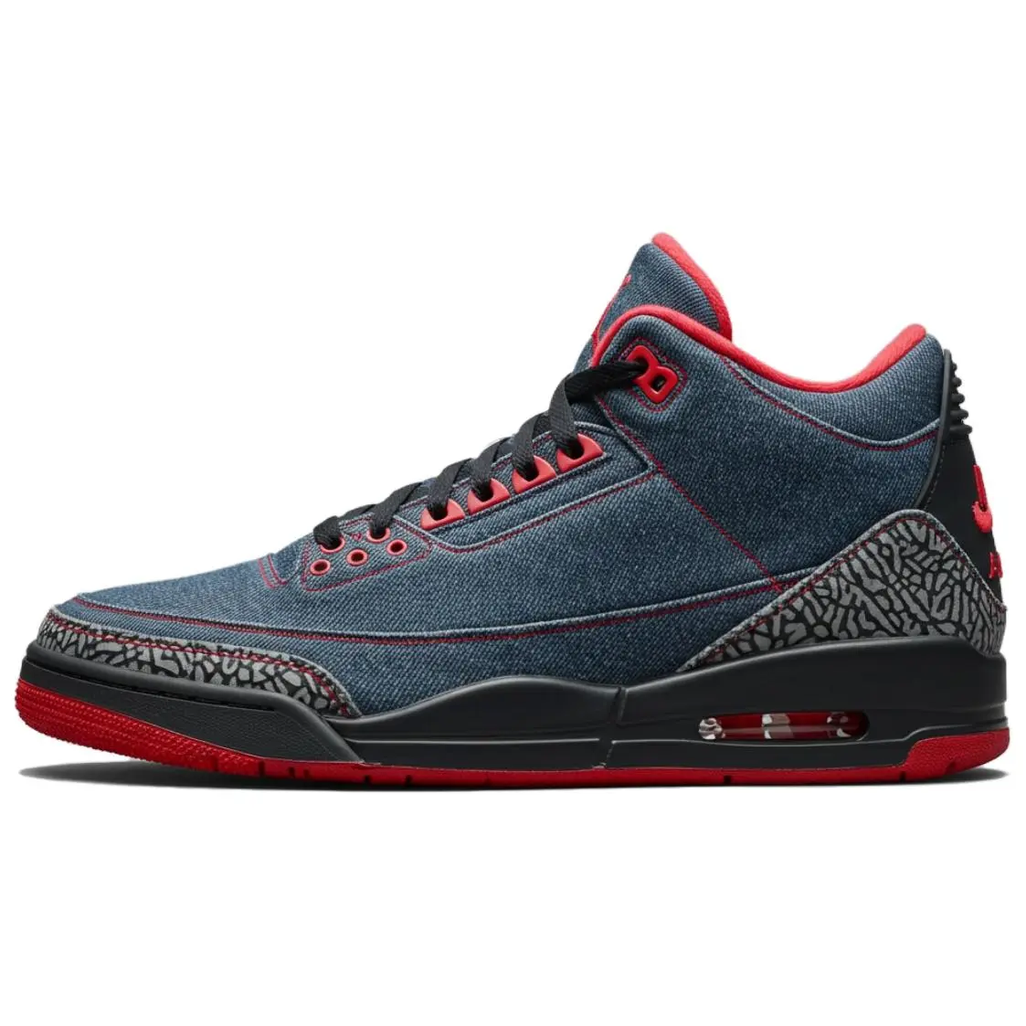 Unisex Levi's x Jordan Air Jordan 3 Low Top Lace-Up Basketball Shoes - All Seasons, Anti-Slip, Wear-Resistant, Vintage, Casual, Bubble Fabric, Blue Red, IR0914-400, Modern