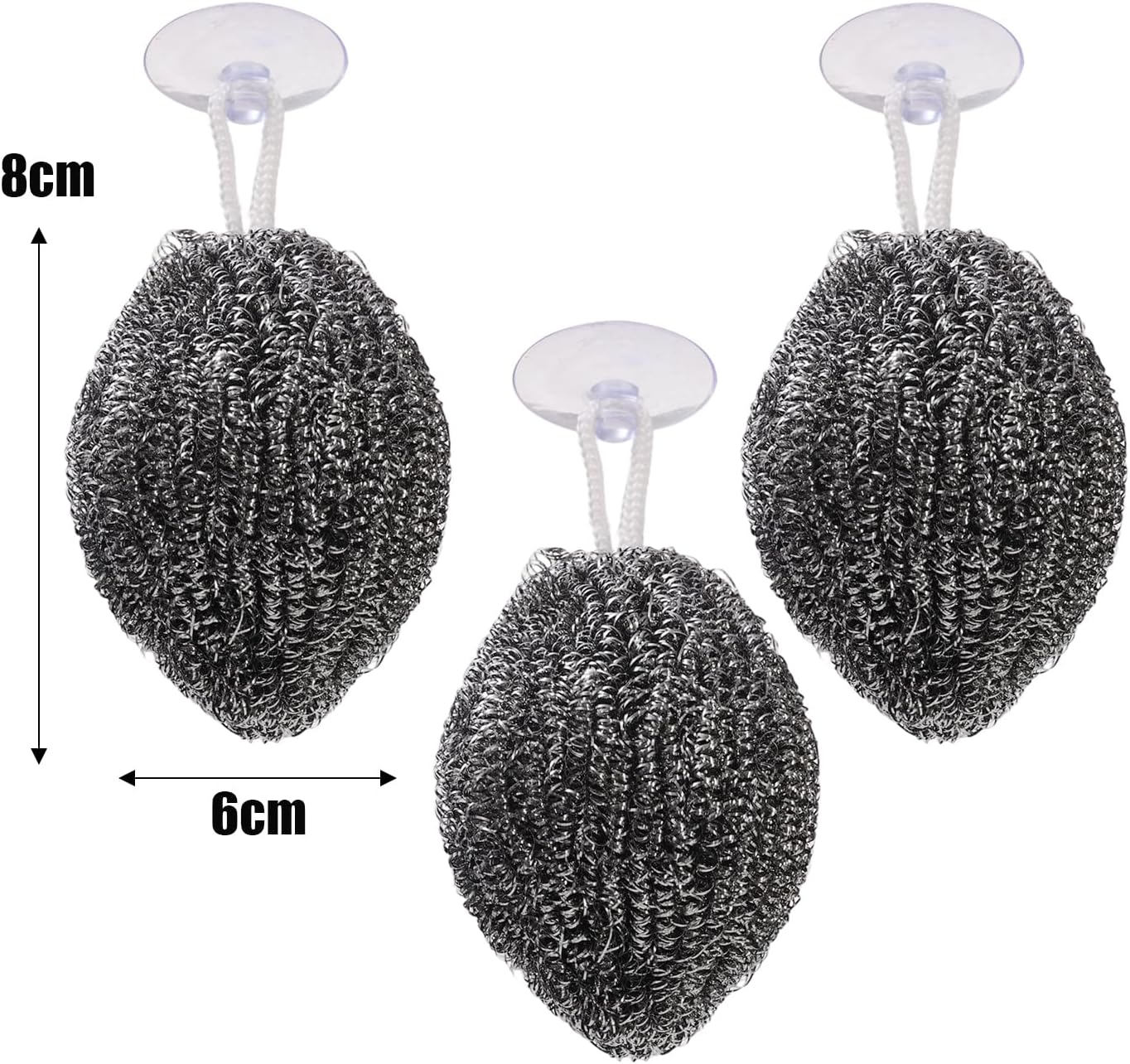 2Pcs Stainless Steel Scrubber,Wire Metal Scrubber with Lanyard | Dirty Cookware Cleaner, Steel Wire Balls for Cleaning Dishes (Silver)