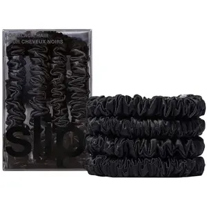 Slip Silk Skinny Scrunchies  - Elastic Scrunchies Set (Set Of 4) - Black