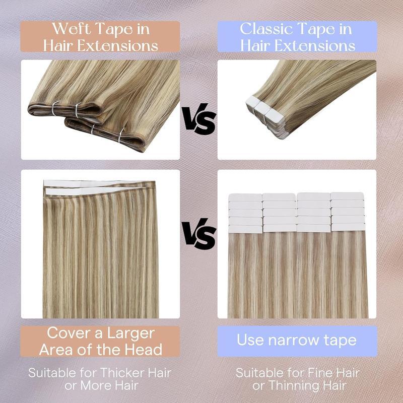 Full Shine One-Piece Tape In Weft Hair Extensions - Invisible Remy Human Hair Weft for Women 50G- Straight & No Glue Fringe - Salon-Quality Hairpiece TikTokShopBlackFriday