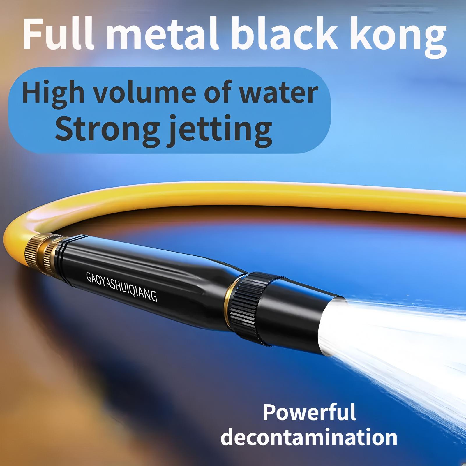 Metal Black Diamond Water Gun Set with 3 Connectors and 10 Meter Hose, High Pressure Metal Water Spray Gun for Gardening, Car Wash and Cleaning, Ideal for Watering Plants and Lawn, Auto Care Tools