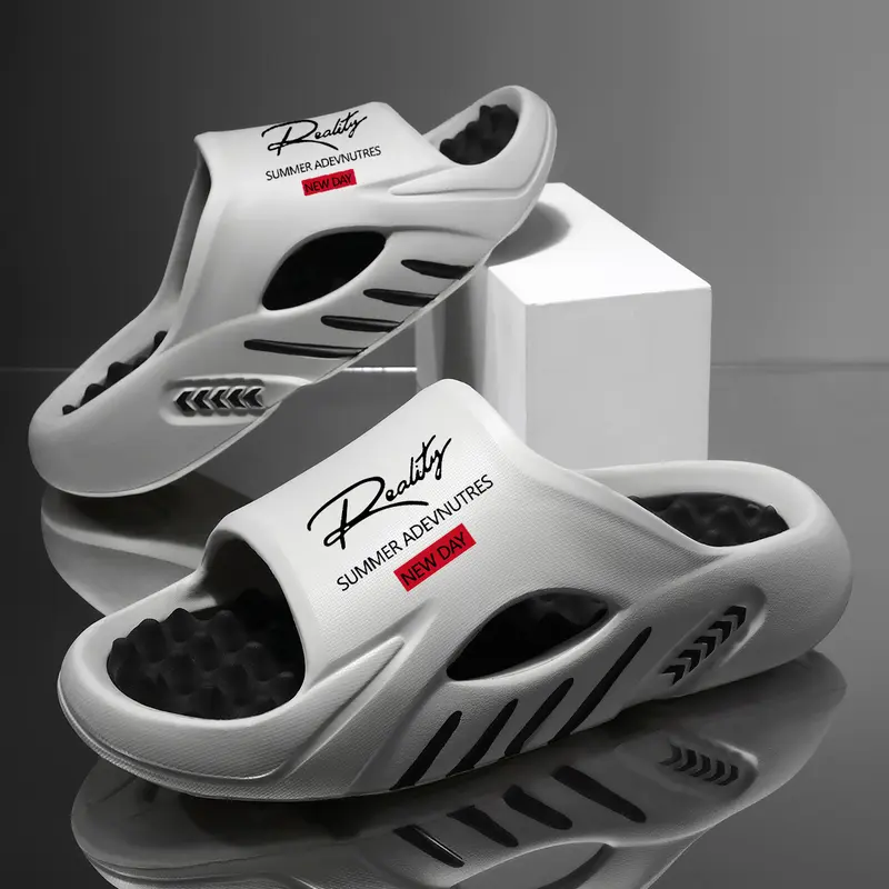 Reality Men's Orthotic Recovery Slides - Arch Support Sport Sandals for Soccer Season - Pain Relief Non-Slip Indoor Outdoor Slippers