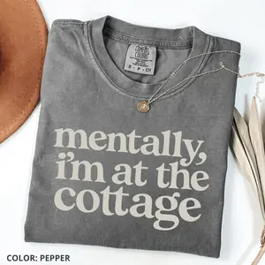Comfort Colors Mentally I'm At the Cottage, Bookish Hockey Romance Boxy Crop Top, Heated Rivalry Reader Tee, BookTok Aesthetic Shirt, Cozy Romance Reader Gift Gift For Her, Cotton Fabric