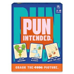 Gouda Games Pun Intended - Hilarious Picture Guessing Card Game for Families & Adults, Fast-Paced Wordplay Fun, Gifts for Pun & Game Lovers, 2-10 Players