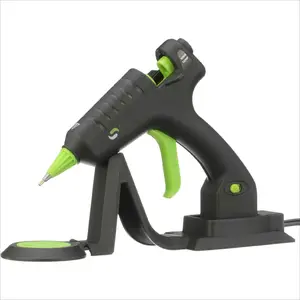 Cordless/Corded High Temperature Mini Hot Glue Gun With Detail Tip, 20 Watt, Rechargeable with Portable Heat Stand, Ideal for Crafting and DIY Projects (Black)