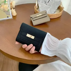 Slim & Compact Trifold Wallet with Metal Lock for Women, Multi-Card Slot Small Purse with Cash Compartment, Minimalist Short Coin Purse for Daily Use & Travel, Fashionable Credit Card Holder for Ladies
