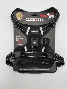 Clickette Magnetic locking Harness and Leash- Black