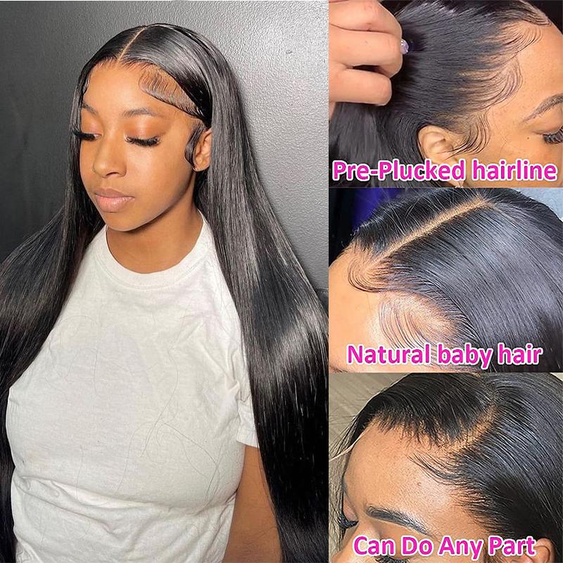 MORE FACE Straight Lace Front Wigs Human Hair 13x4 13x6 Transparent Lace Frontal Wig Preplucked With Baby Hair