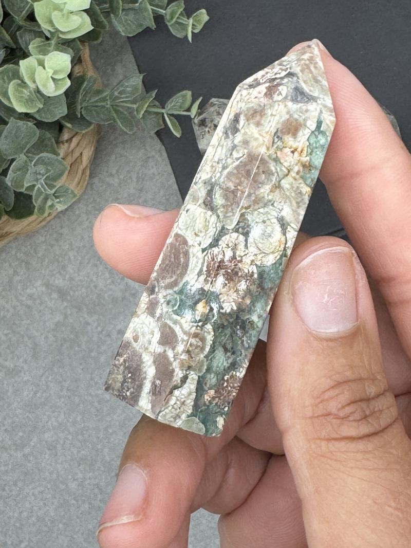 Green Cherry Blossom Agate Towers  Available now from Urban Rutile