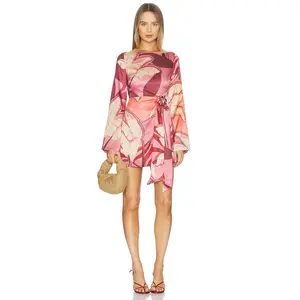 SEVEN WONDERS Kaeli Long Sleeve Mini Dress in Kaeli Berry
