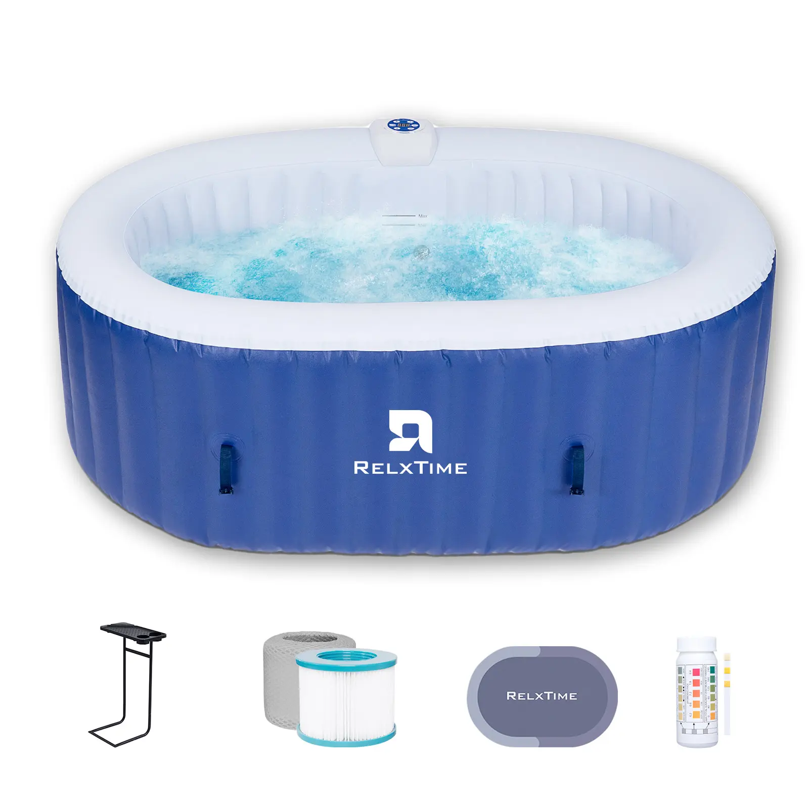 RELXTIME 2 Person Oval Inflatable Hot Tub Set Outdoor Spa with 100 Massage Jets 75 x 47 inch (Energy-Saving)