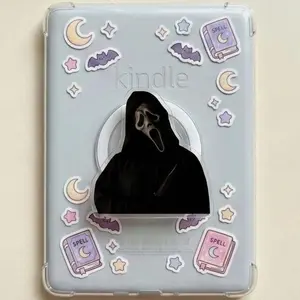 Spooky Ghost Knif* Magneticphonegrips – Black Hooded Villain Acrylic Grip, Dark Humor Horror Kindleholder, Halloween Gift for Readers