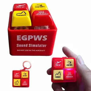 Pilot And Crew Alert Keychain EGPWS Warning Sound Simulator, LED Aviation Cockpit Safety Button, Emergency Alert Keychains For Halloween.