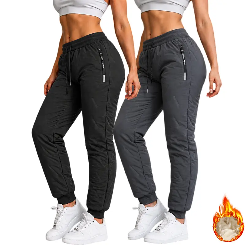 2-Pack Women’s Fleece-Lined Winter Pants | Waterproof Thermal Warm Joggers | Slim-Fit Insulated Cold-Weather Pants for Outdoor Hiking, Skiing & Everyday Wear | Not Bulky, Fits All Body Types — Women’s Clothing
