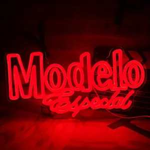 Modelo Beer Led Neon Signs Red Letter Hanging Neon Sign Pub Bar Signs Home Bar Party Decor,Basement Bar Sign,Man Cave,Garage,Shop Store Wall Sign,Gifts For Men&Woman