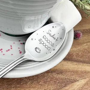 Custom Hot Chocolate Spoon: Vintage Stamped Cocoa Gift