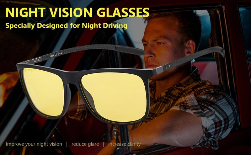 ZENOTTIC Polarized Night Vision Glasses Carbon Fiber Frame Anti-Glare HD Vision for Driving Fishing and Sports UV400 Protection Y Cycling Sunglasses