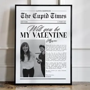 [UNFRAMED POSTER] Custom Valentine's Newspaper Print, Personalized Newspaper Collage Art, Will You Be My Valentine, Valentine's gift, Gift for Girlfriend, Please send us the images you want to personalize your poster via message after placing your order.