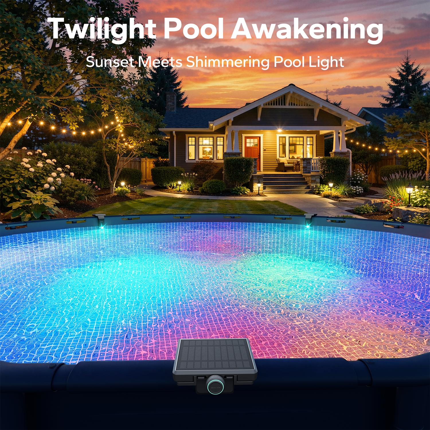 Poolhacker Poolside Solar light, for Inground & Above Ground Pool,Submersible Pool Lights with Remote, Waterproof Design (Black, 1 Pack)Decorative  Lighting