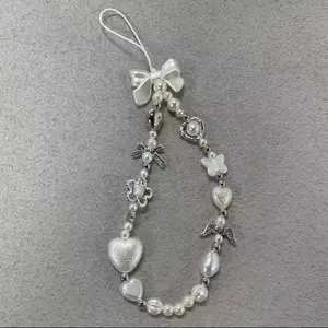 Coquette Bow Charm with Beaded Accents for iPhone & Android Universal Phone Strap Lightweight & Durable Design