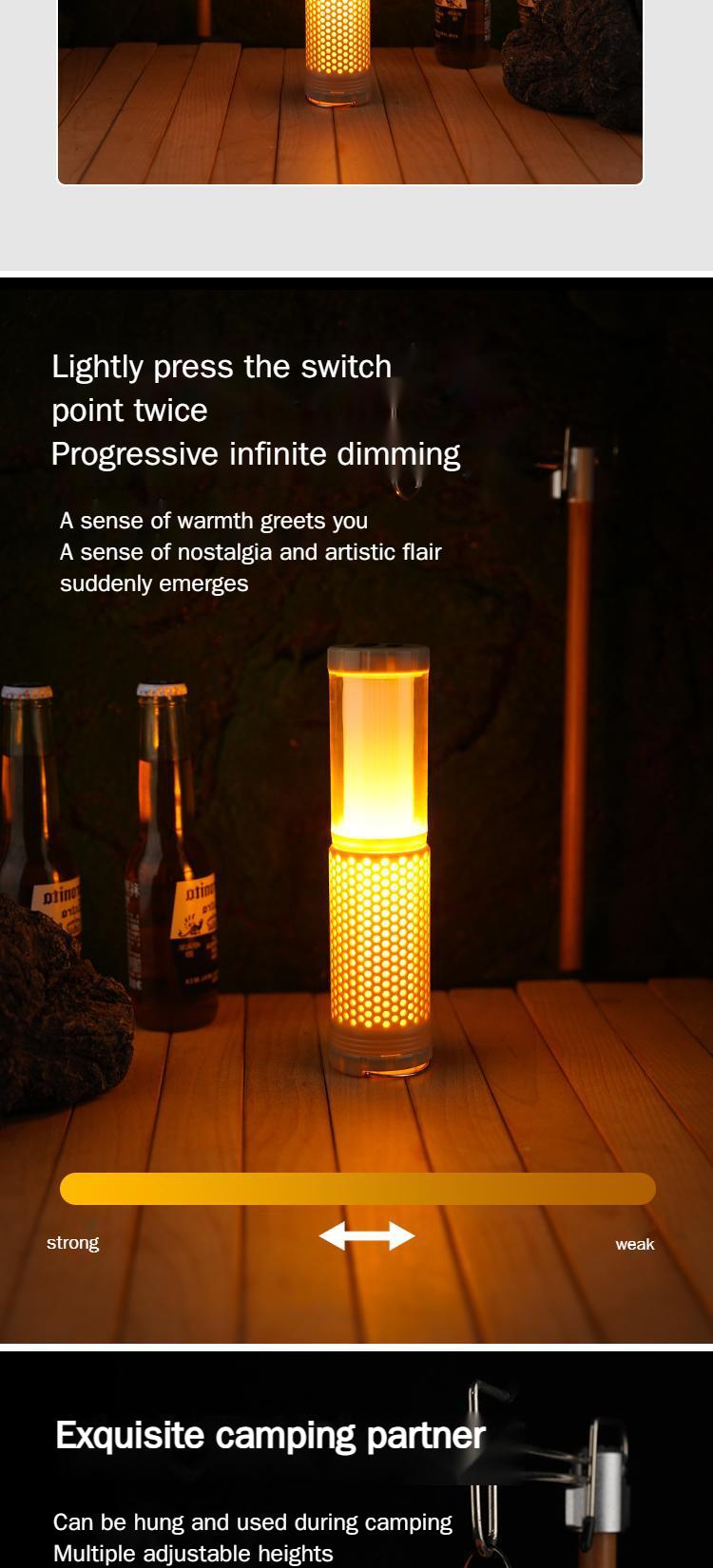 Outdoor multi-function retractable camping light Type-C charging two-color atmosphere flashlight magnetic long endurance lighting