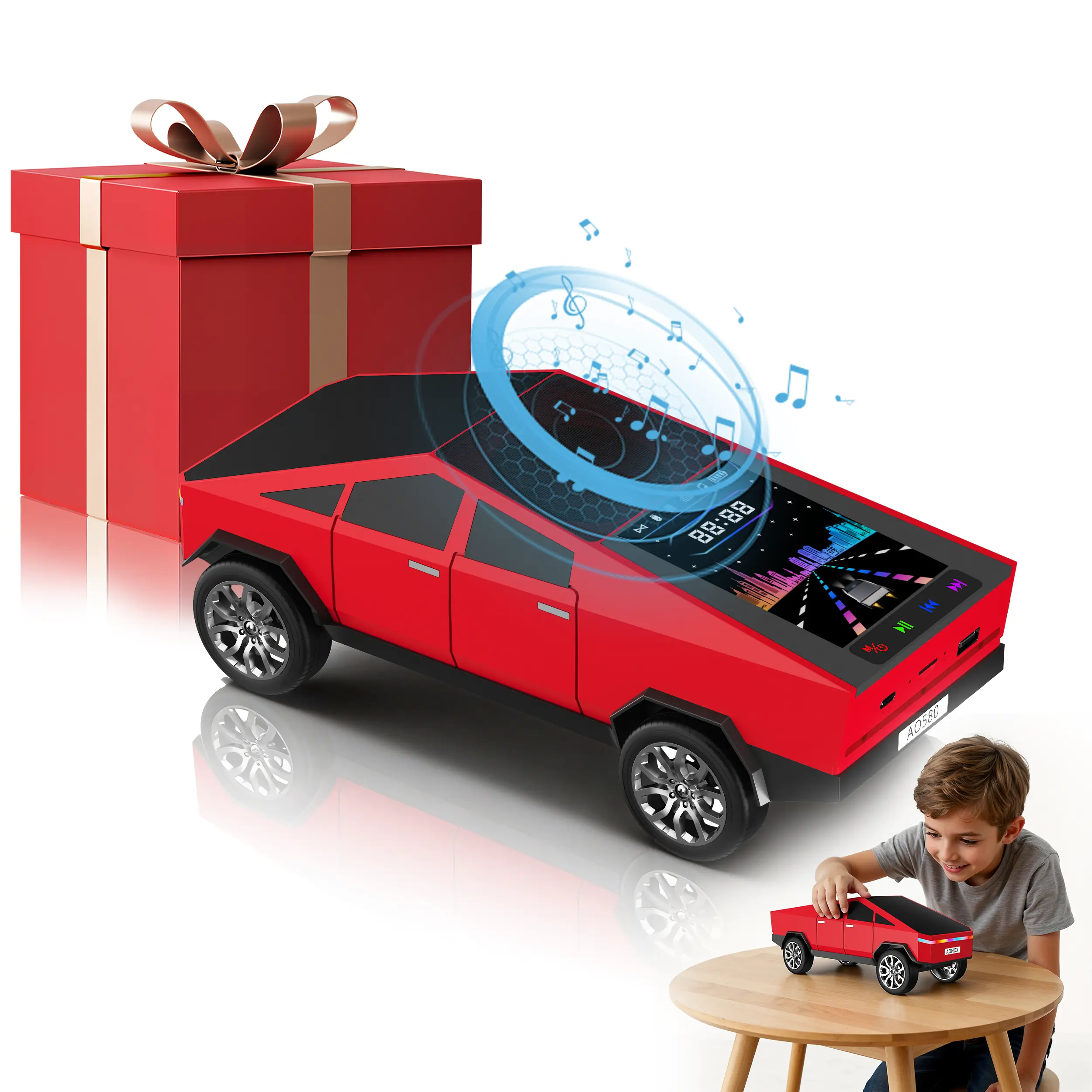 Truck Bluetooth Speaker, Mini Truck Speaker with TWS Stereo | HD Stereo Sound,LED Lights,FM Radio, USB/TF Card Playback,Hands-Free Calls,Great Gift for Truck Lovers