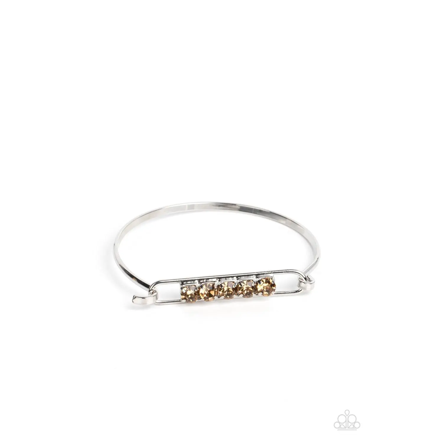 In CHARMS Way - Brown Rhinstone Silver Hook Bangle Bracelet - Paparazzi