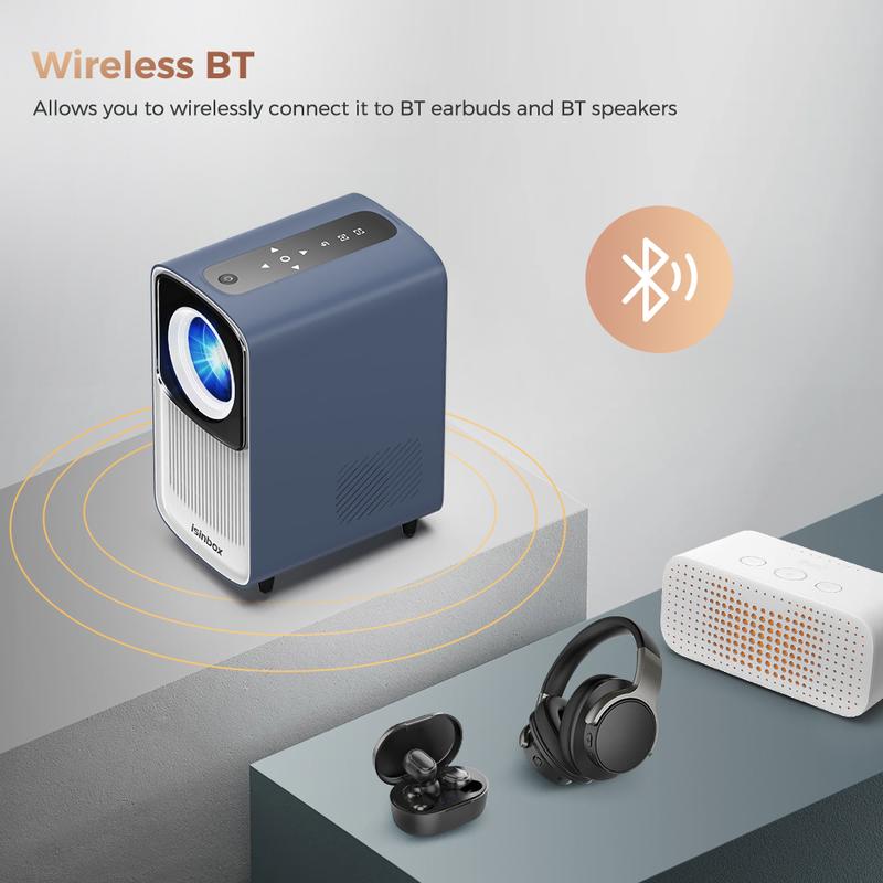 Portable Smart Projector With Android 12, 4K HD Display, Auto Focus, WiFi6 & BT5.4, Built-in Battery, Ideal For Home Cinema And Outdoor Use, Holiday Essentials, Christmas Gifts