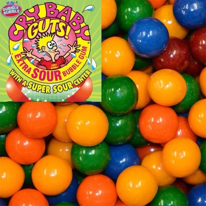 Cry Baby Guys Extra Sour Bubble Gum with Super Sour Center Bulk Candy for Sour Lovers gumballs