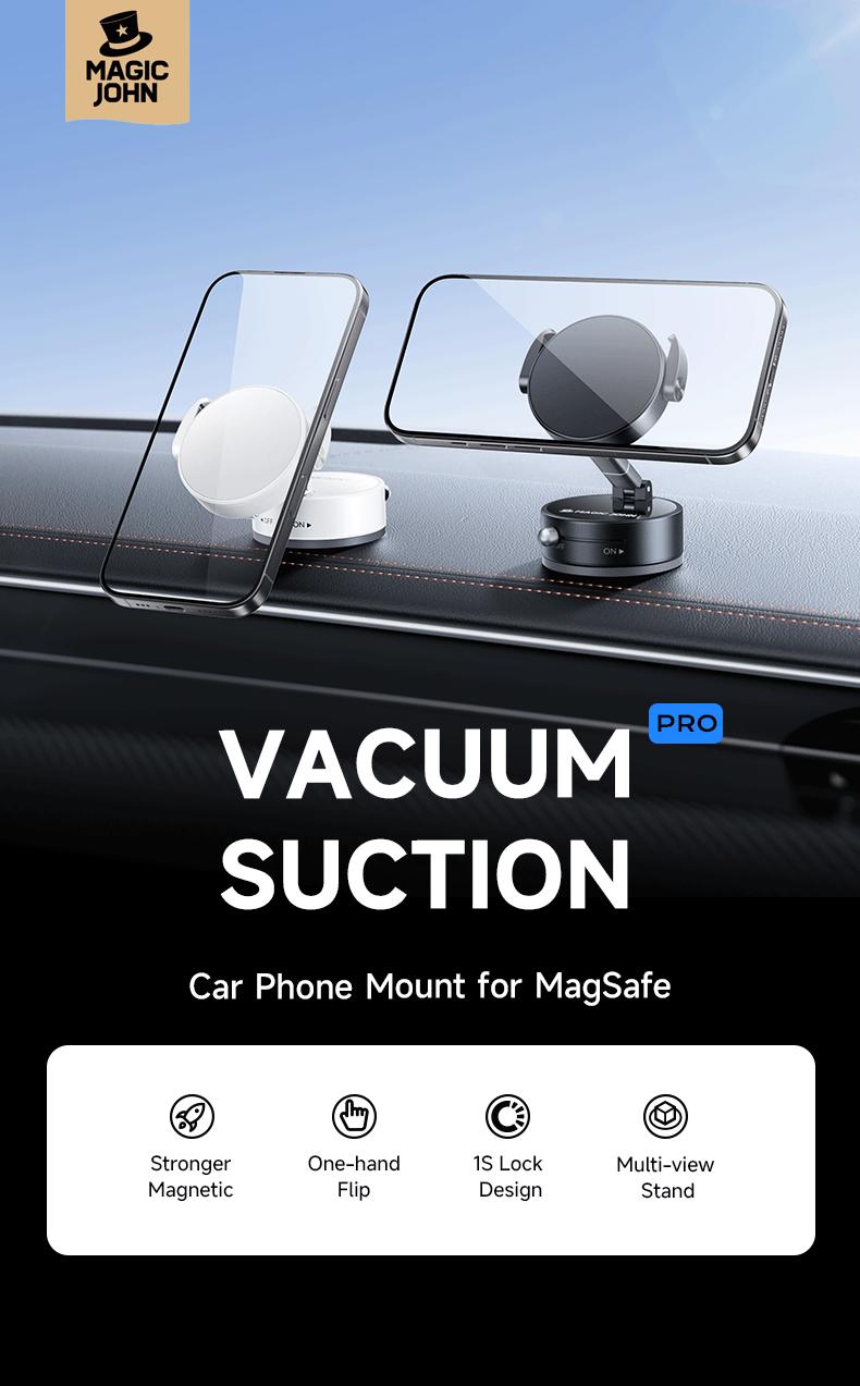 New-MAGIC JOHN 360° Magnetic Phone Holder Strong Magnetic Grip, Anti-Slip Base & Foldable Design for Car, Home & Travel