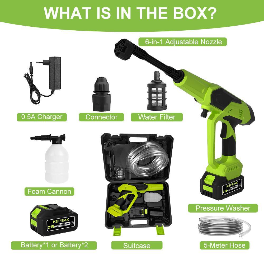 Wireless Portable High Pressure Washer, Nozzle Electric High Power Cleaner 2 Rechargeable Battery Powered By, Handheld Electric Cleaner Water, for Valentine’s Day Gift