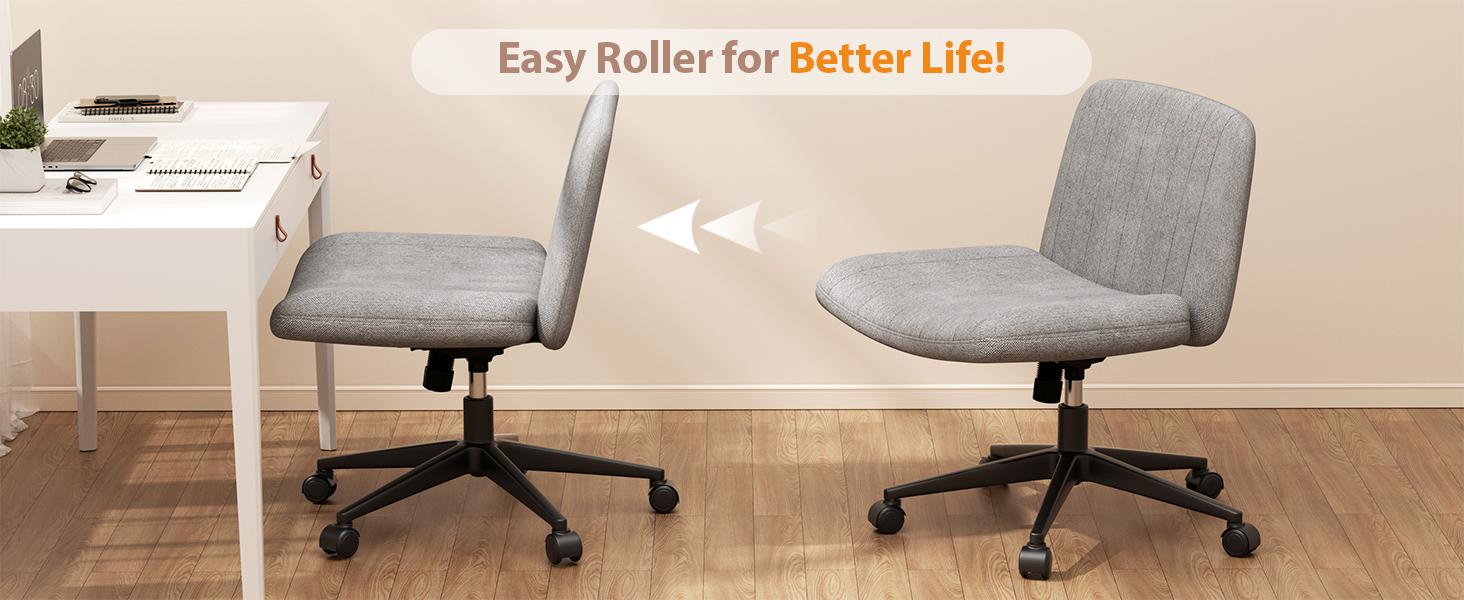 Walsunny Criss Cross Chair, Armless Legged Modern Relax Chair with Fabric Padded Seat, Swivel Height Adjustable computer vanity chair for Home Office