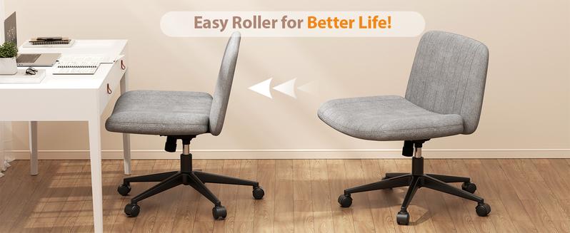 Walsunny Criss Cross Chair, Armless Legged Modern Relax Chair with Fabric Padded Seat, Swivel Height Adjustable computer vanity chair for Home Office