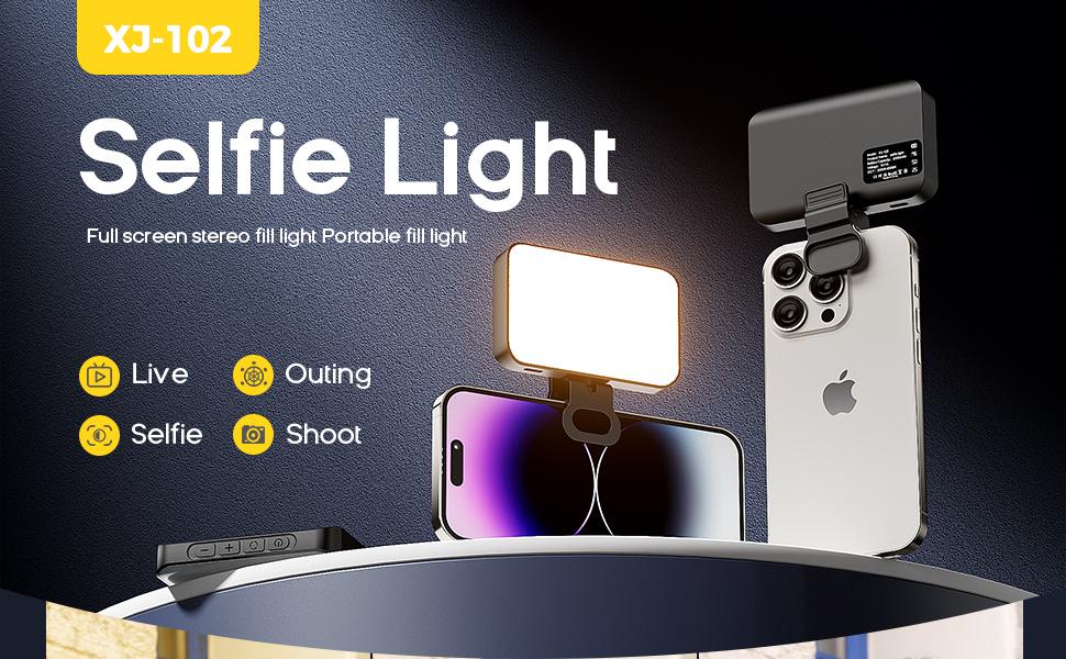 LED Portable Selfie Light, 60 LEDs, Rechargeable 800mAh, Clip-on LED Light Panel, Dimmable 3000-6500K, CRI 97+, 3 Lighting Modes, Suitable for Mobile Phones, iPhones, Webcams, Laptops, Photos, Makeup