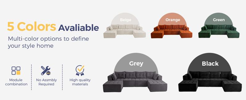 MAXYOYO Modular Sectional Sofa Couch, U Shaped Modern Cloud Couch with 2 Ottomans, Sofa in A Box, Tufted 6-Seat Boneless Sleeper Chair for Living Room, No Assembly Required