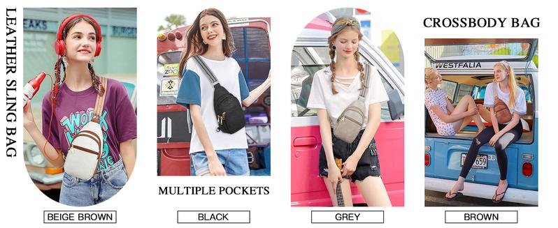 Telena Sling Bag for Women Crossbody Fanny Packs for Women Leather Sling Chest Bag with Adjustable Strap Sling Purse