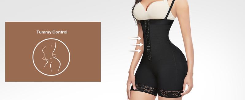 FeelinGirl Zippered Shapewear Tummy Control Butt Lifter  Shorts with Front Zipper and Removable Design Bodysuit BBL Womenswear Underwear Compression Lady Comfort
