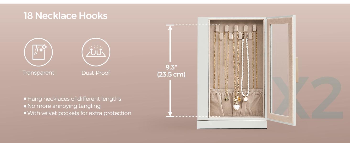 SONGMICS Jewelry Box 360° Rotating, Jewelry Storage Case with 5 Drawers,Glass Window, Spacious, Open Design, Great Gift