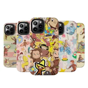 Curious George Phone Case, Nostalgic Childhood Character Cover, Whimsical Vintage Illustration iPhone Shell, Cute Animal Aesthetic Gift, Glossy Case For iPhone 17 Pro Max 16 Plus 15 14 13 Mini 12 11, Samsung Galaxy S25, S24, S23, S22, S21 Ultra