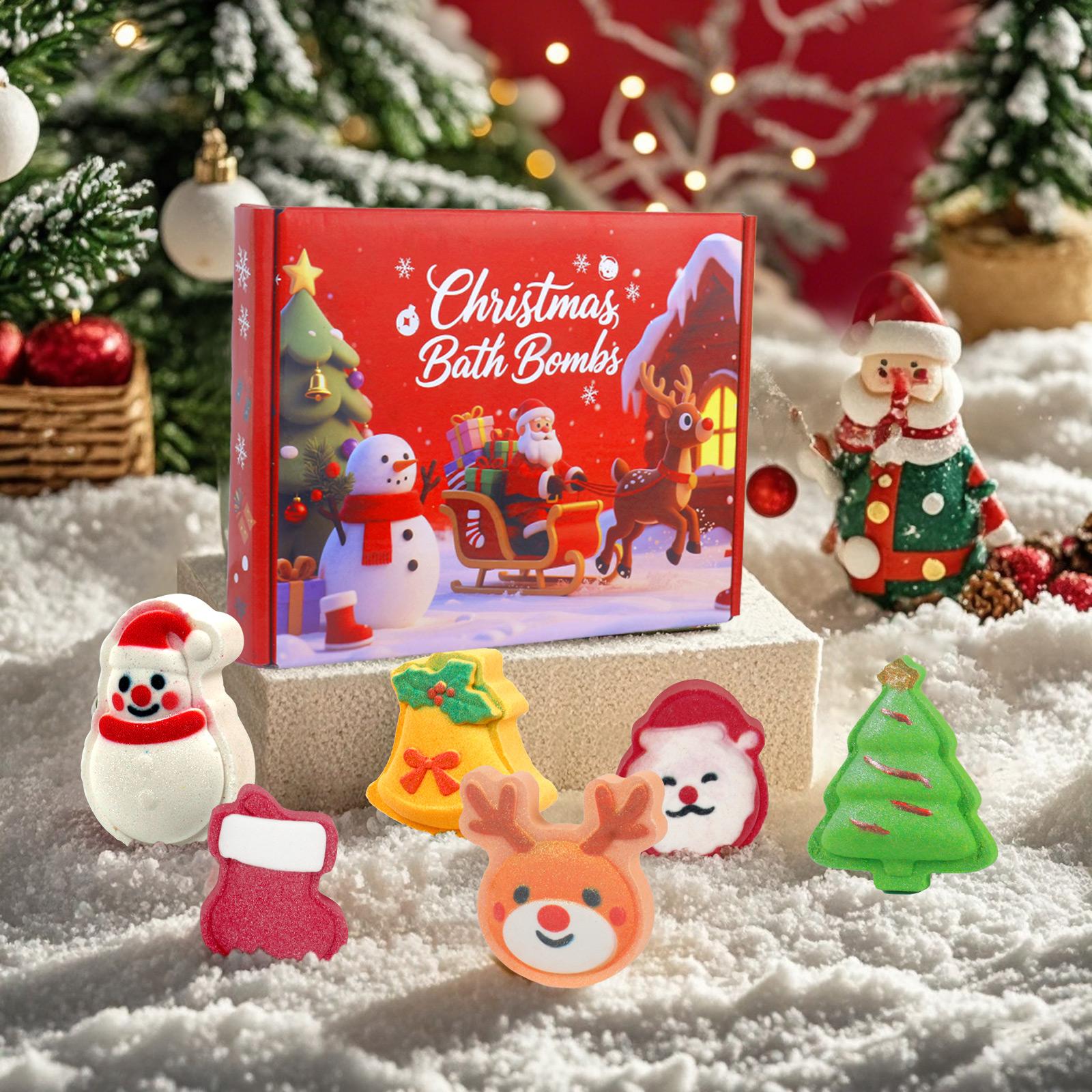 iHave Christmas Bath Bombs Gift Set – 6pcs Festive Bath Bomb Kids Box with Santa, Snowman, Reindeer, Tree, Bell & Stocking. Fizzy Organic Fun for Relaxing Bath Time, Perfect Christmas Bath Bombs for Kids, Stocking Stuffers & Holiday Gifts for Boys & Girls
