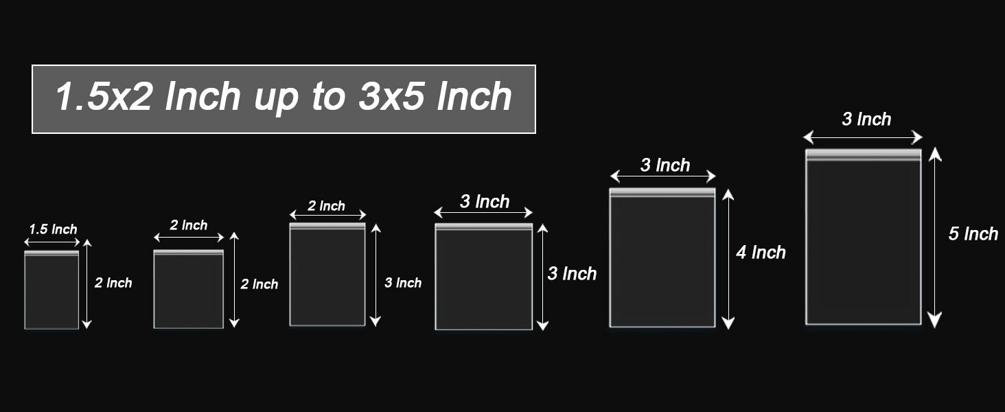 Small Clear Plastic Baggies with Assorted Sizes Ranged from 1.5x2 to 4x6 inches. 2 Mil Thick Poly Self-Lock Bags for Jewelry, Bead, Pills Organiser.