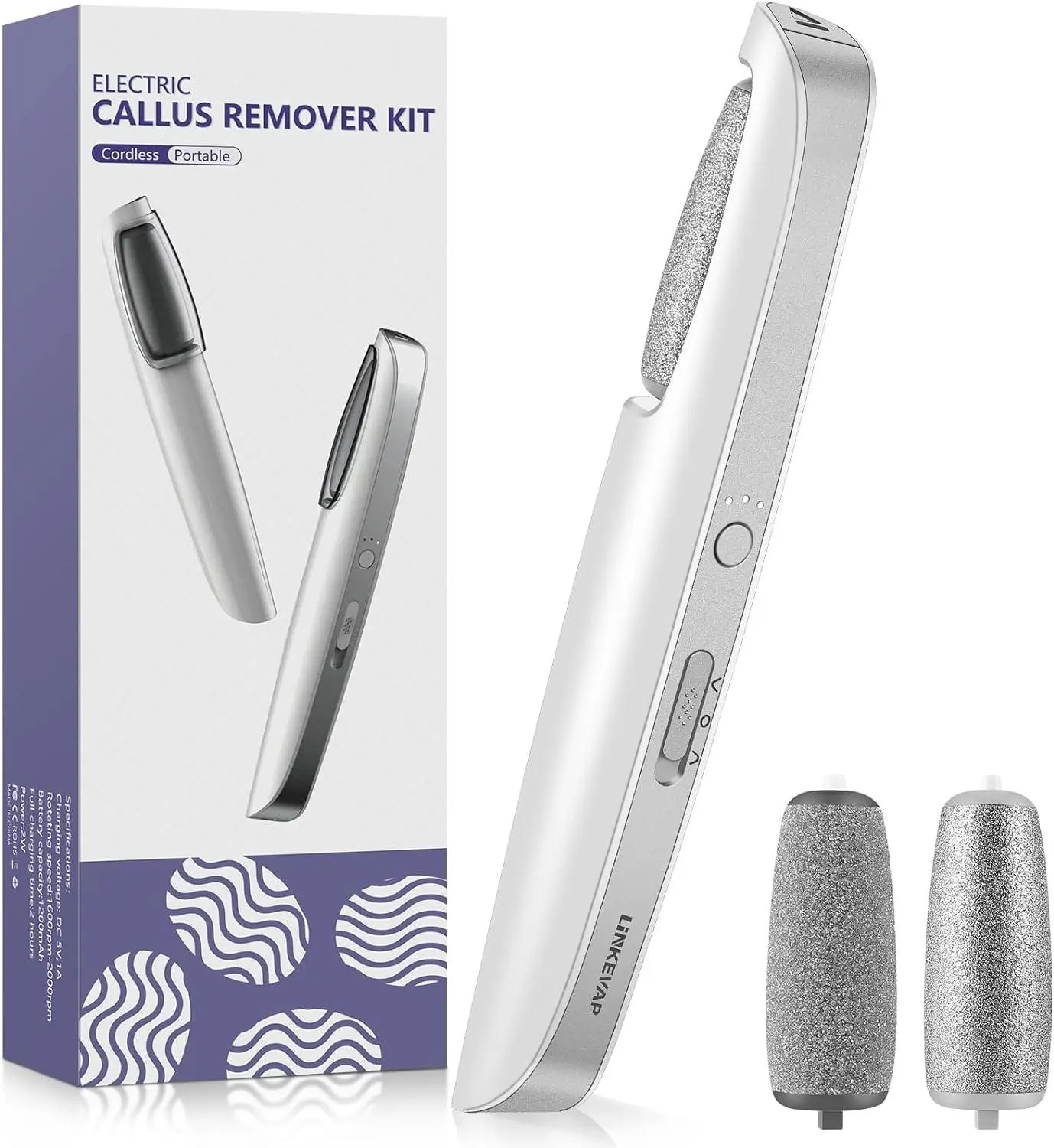 LINKEVAP Electric Callus Remover for Feet, Professional Pedicure Kit Foot Scrubber for Dry, Dead, Cracked, Hard Skin, at Home Feet Spa Care Kit for Men & Women