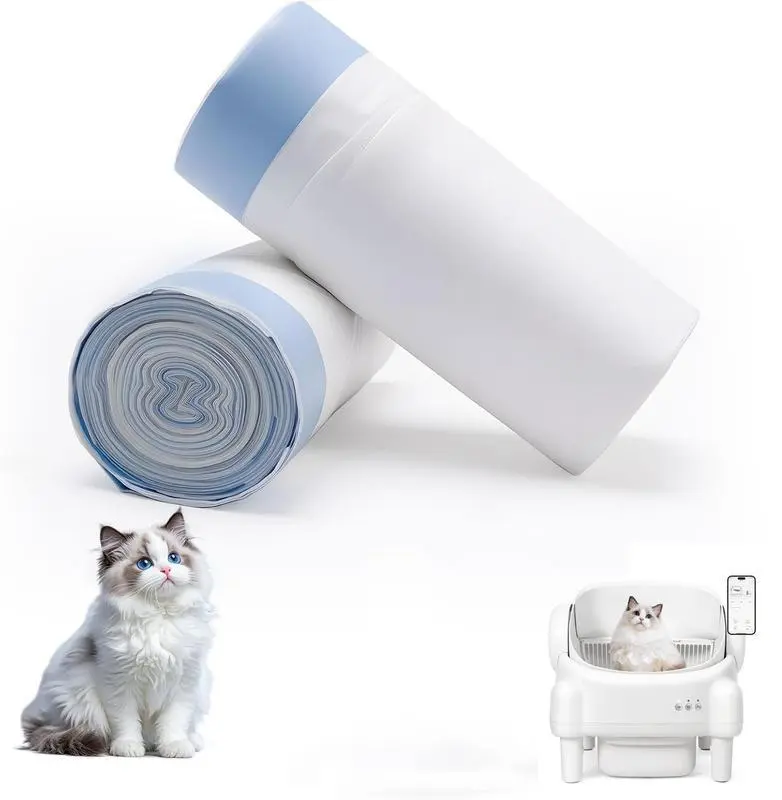 TAYACICY Disposable Cat Litter Bags, 40-60 Pack Heavy-Duty Waterproof Drawstring Liners for Automatic Litter Boxes, Advanced Odor Control, Easy Installation, Disposable Litter Box
